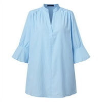 Ženske Ležerne blagdanske košulje s izrezom u obliku slova A i tri četvrtine rukava, uredske bluze, vrhovi