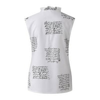 Ženske ljetne bluze s izrezom i volanima u obliku slova U, Bez rukava, obična elegantna majica s printom, ležerni