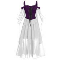 Srednjovjekovni kostimi za Noć vještica za žene, Plus size, jednobojna haljina za Noć vještica s rukavima Na vezanje,