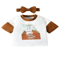 Ljetna odjeća za novorođenčad, vrhovi kratkih rukava, Kratke hlače, traka za glavu, odjeća s printom zeca, svečano