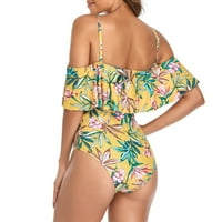 Ženski kupaći kostimi Plus size, ležerni kupaći kostimi s volanima s printom, bikini kupaći kostimi s remenom