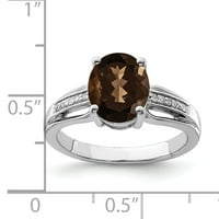 Dijamantni prsten od sterling srebra s ovalnim dimljenim kvarcom