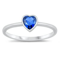 Vaša boja Ljubav Srce obećanje prsten od sterling srebra Plava number nakit ženska Veličina 11