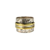 Široki rotirajući prsten, prsten za meditaciju, prsten od čistog srebra, rotirajući prsten za palac, dvobojni
