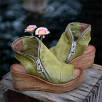 ;/ Nove ljetne sandale na klin na visoku petu s debelim potplatom ribljih usta, zelene, 37
