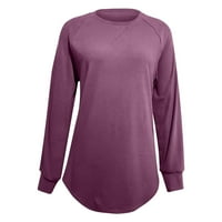 Taqqpue ženske plus veličine košulje labave ležerne košulje dugih rukava Čvrsta boja mekana raglan bluza majice
