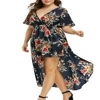 Dodatna / zavojna ženska Midi haljina za plažu u boemskom stilu s cvjetnim printom Plus-size, Donja-5-Donja