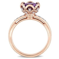 Miabella Ženska 1- karat Ametist karat Diamond 14KT ružičasto zlato 3-kamen zaručnički prsten
