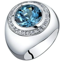 Muški prsten s pečatom od 5 karata Londonskog plavog topaza od čistog srebra