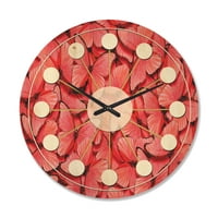 Dizajnerski moderni drveni zidni sat sredinom stoljeća crveno-ružičasti leptiri