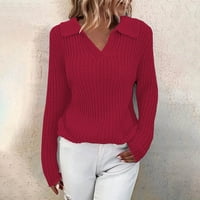 Zimski džemperi za žene na rasprodaji ženski zimski obični ležerni džemperi s izrezom u obliku slova u i dugim