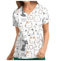 Bluze za žene, pripijene Ženske majice s personaliziranim slatkim printom, gornji dio kratkih rukava s izrezom