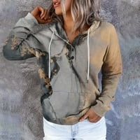 Džemperi Ženske casual modne Vintage puloveri s dugim rukavima s printom dukserice siva