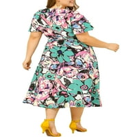 Jedinstveni prijedlozi Ženska haljina Plus Size S izrezom u obliku slova H i cvjetnim printom Midi haljina s omotom