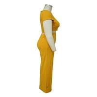 Ženski dvodijelni set: jednobojna Majica Bez rukava i duge hlače, crop topovi i hlače s elastičnim strukom, Casual