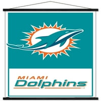 Miami Dolphins - Poster zida logotipa s drvenim magnetskim okvirom, 22.375 34
