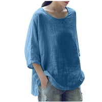 Ženski topovi Plus size ljetna modna jednobojna majica s okruglim vratom s labavim rukavima ležerni pulover prevelike