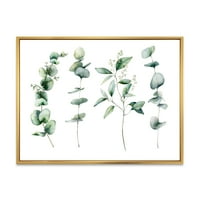 DesignArt 'zeleni eukaliptus biljne grane I' tradicionalno uokvireno platno zidne umjetničke tisak