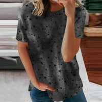 Ženski vrhovi ženski ispis kratkih rukava O-Neck majice labave ležerne majice majice bluza siva xxl