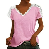 Buigttklop bez granica ženski vrhovi zazor casual v-izreza majica s kratkim rukavima majica gornja ružičasta