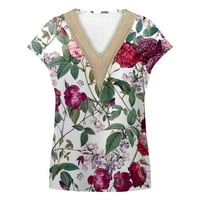 Ženska bluza, Modni ljetni Vintage vrhovi s cvjetnim printom u obliku cvijeta, čipkasti vrhovi od guipure s kratkim