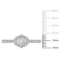 Carat T.G.W. Stvoren bijeli safir i karat T.W. Dijamantni 10KT bijeli zlato Vintage zaručnički prsten