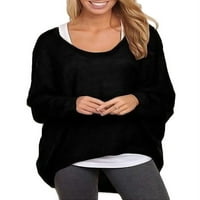 Ženska jednobojna bluza džempera širokog kroja s dugim rukavima