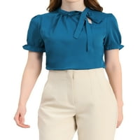 Jedinstveni prijedlozi ženska uredska elegantna bluza kratkih rukava s leptir mašnom na vratu