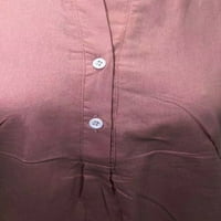 Ženska ležerna bluza od tunike s labavim džepovima, jednobojna radna košulja u ružičastoj boji