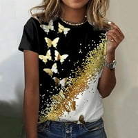 Majica s grafičkom ženskom tematikom okrugle kratke hlače majice cvjetni vrhovi cvjetni izrez Vintage rukav sivi
