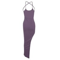 Bicoasu Cleace Womens Halter Sheat bez rukava Slit Slim Fit Summer Maxi haljine Purple M