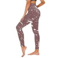 Ženske hlače na rasprodaji Ženske casual joga hlače s printom široke ravne duge hlače visokog struka smeđe hlače