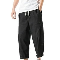 Muške traper ošišane hlače ravne hlače Plus size, labave Vintage traper hlače od oprane tkanine