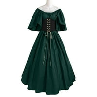 & Rasprodaja Plus Size Ženska haljina s okruglim vratom s raširenim rukavima s ramena srednjovjekovne vintage