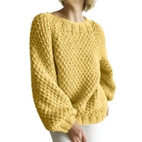 Ženski pleteni džemper s dugim rukavima u boji, Jednobojni osnovni pulover s okruglim vratom, jednostavni pulover