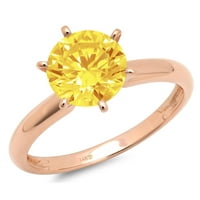 Prsten od ružičastog zlata od 18 karata s prozirnim simuliranim dijamantom okruglog reza od 0,25 karata od 8,25
