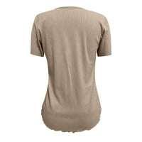 Ženski gumb prsluk Čvrsta boja V-izreza s kratkim rukavima majica gornja bluza