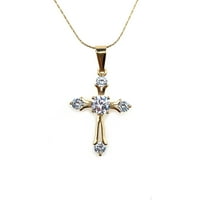 Bonjour draguljari 18k žuto zlato ct stvorio je dijamantski križni ogrlica pozlaćena