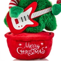 Svečano Animirano božićno drvce s plišanom igračkom gitare, zeleno