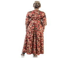 Udobna odjeća žena tisak dolman dugih rukava Flowy maxi haljina