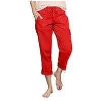 Ženske kratke hlače u boji, jednobojne teretne hlače visokog struka, široke široke hlače s džepovima, brzo suhe