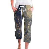 Bdfzl Ženske hlače za čišćenje ženskih ležernih čvrstih elastičnih struka labave duge hlače s džepnim kaprisom