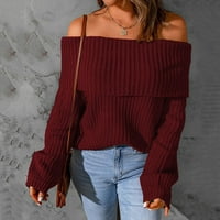 Predimenzionirani džemperi za žene dugi rukavi pleteni pulover s kaputa za džemper od ramena l