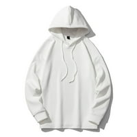Muške lagane pulovere od mekog pamuka, obične, prevelike, rebraste, Ležerne majice s džepovima i vezicama u bijeloj