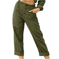 Ženske hlače na rasprodaji ženski Casual jednobojni džepovi na kopčanje elastični pojas udobne ravne hlače