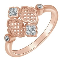 0. Karat okrugli oblik Bijeli prirodni dijamantni vintage stil zaručnički prsten 14K Čvrsto ružino zlato