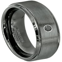 Brušeni metalni prsten od volframa-crni dijamantni prsten od 0,07 karata-personalizirani zaručnički prsten od