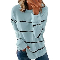Ženski gornji dio A-liste, ležerna majica s okruglim vratom, jednobojni široki pulover s prugama s dugim rukavima
