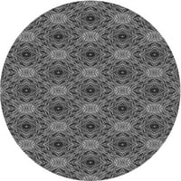 Unutarnji tepisi s okruglim uzorkom u tamno sivoj i crnoj boji, promjera 6 inča