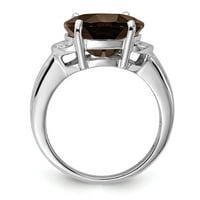 Ovalni prsten s dimljenim kvarcom od čistog srebra. Težina dragulja-4,5 karata